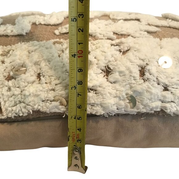 Bohemian Beige & Ivory Cotton/Linen Lumbar Accent Pillow With Tassels - Picture 6 of 8